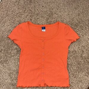 Old Navy Orange Fitted Ribbed Short Sleeve Tee